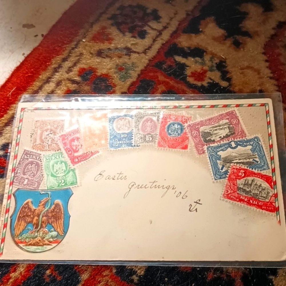 1906 stamp on stamps postcard from Tijuana mexico!